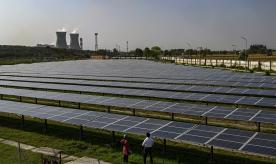 Solar panels and coal plants in Dadri, India