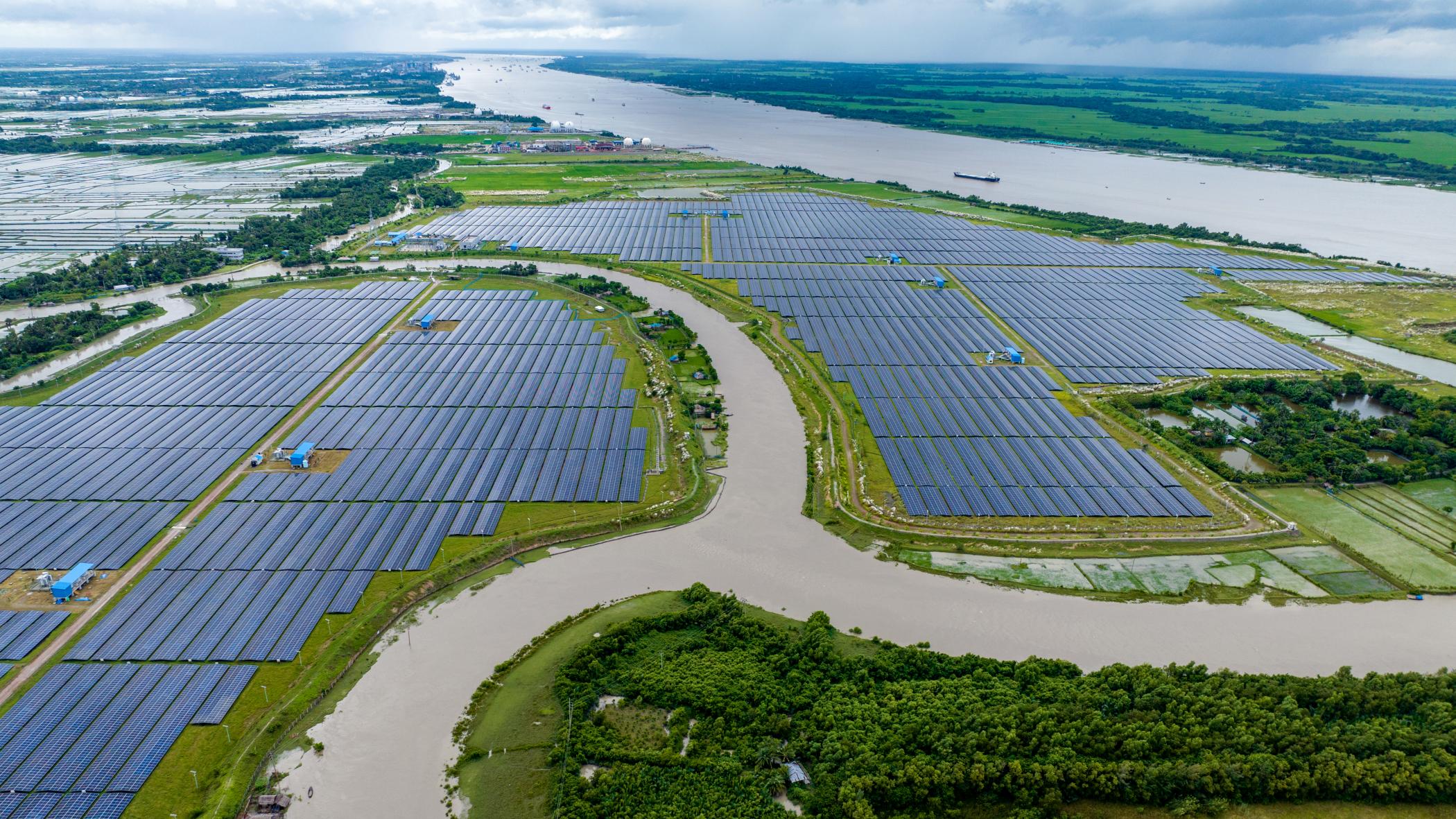 Aerial view of Mongla Solar Project in Bangladesh