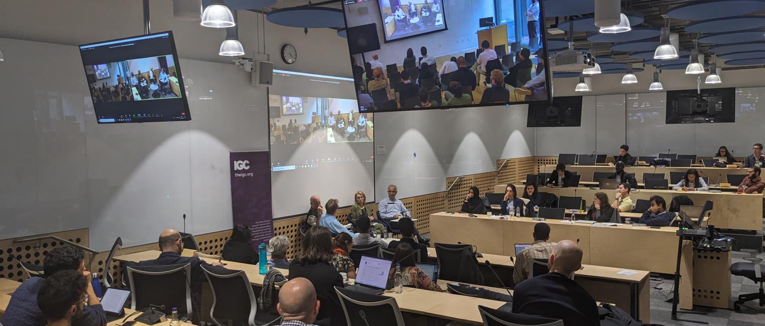 Policy panel and audience at Firms, Trade, Dev