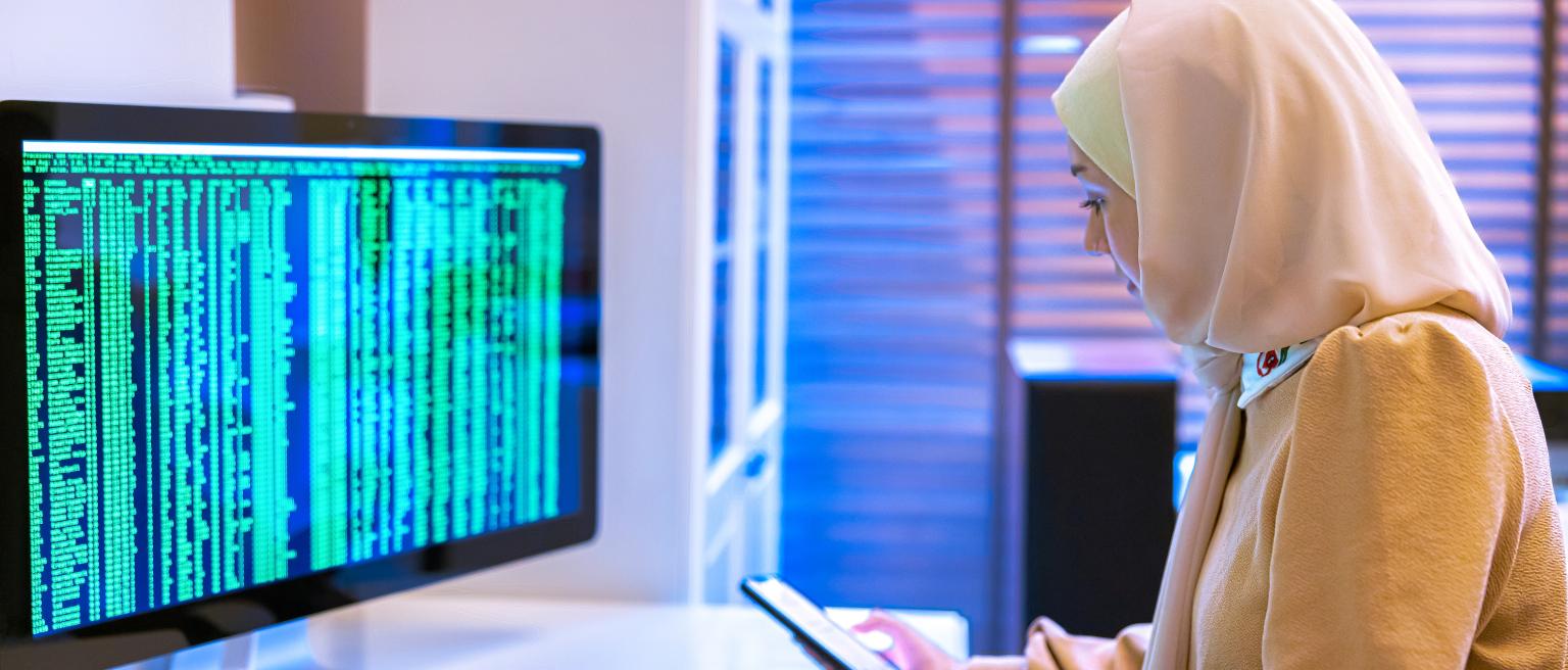 Busy day for a female middle Eastern Computer Engineer