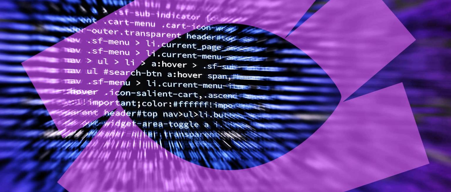 Graphic with computer code and stylistic purple eye to indicate Visions of the Future, the theme for LSE Festival.