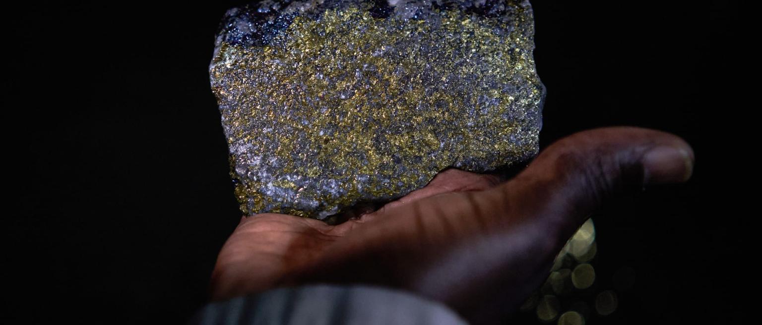 A Person Holding A Piece Of Copper Ore - stock photo 	by Bloomberg Creative Collection:	Bloomberg Creative Photos/ Getty Images