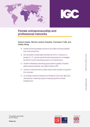 Policy brief female entrepreneurship and professional networks