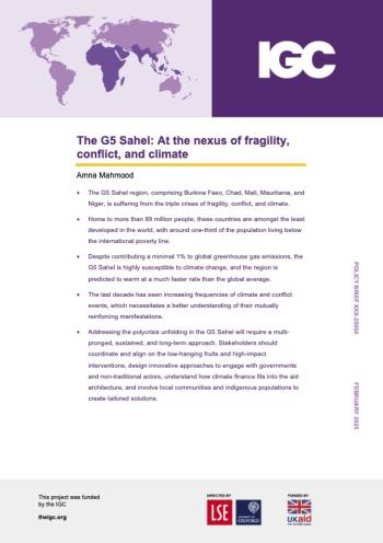 The G5 Sahel: At the nexus of fragility, conflict, and climate