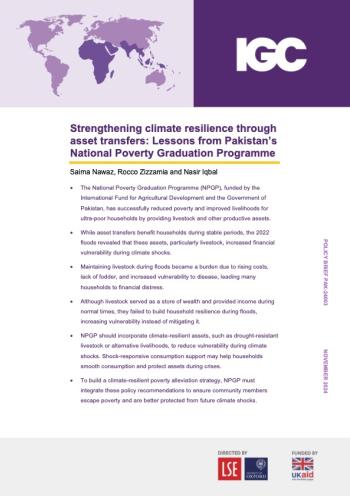 Strengthening climate resilience through asset transfers: Lessons from Pakistan’s National Poverty Graduation Programme