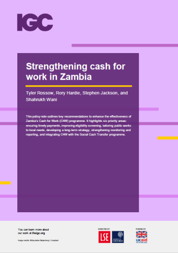 Cover page for the policy note on Strengthening case for work in Zambia
