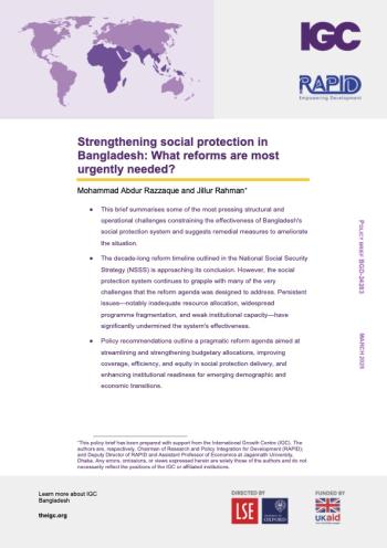 Strengthening social protection in Bangladesh: What reforms are most urgently needed?