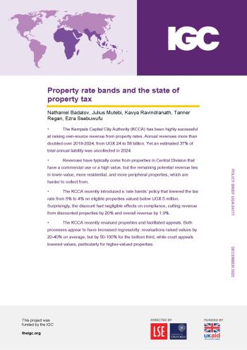 Cover of policy brief Property rate bands and the state of property tax