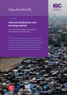 Publication cover of informal settlements and housing markets policy brief.