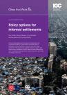 Policy options for informal settlements publication cover overlaid over image of cities.