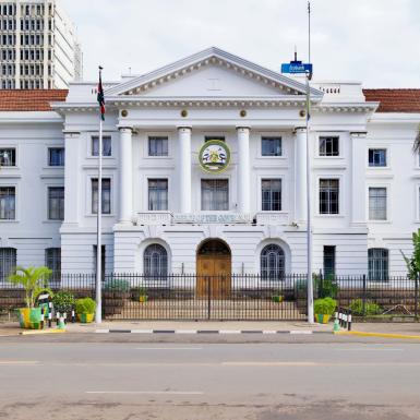 A street view of a Nairobi City Hall, Kenya.