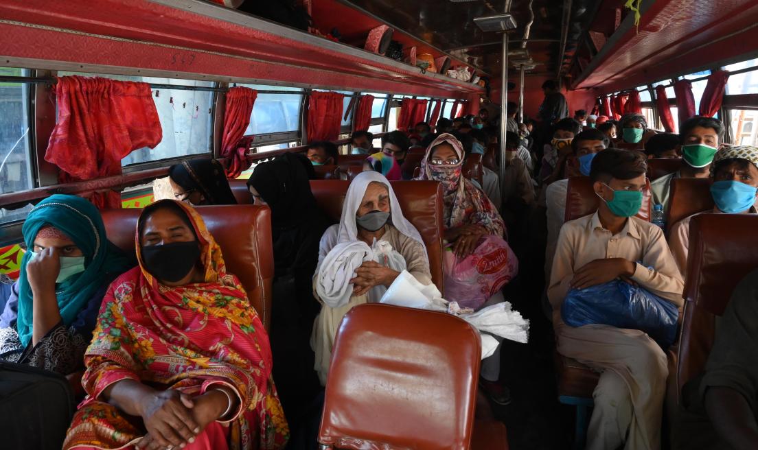 Women in public transport in Lahore