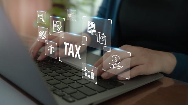 TAX online payment and technology concept. Taxation, taxes burden. State taxes, payment, governant ,calculating finance,