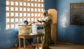 Woman voting in Sierra Leone