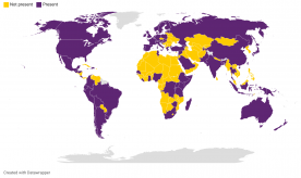 World map examining paper published on administrative tax data around the world