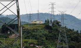 Electricity pylons, carrying power generated by KivuWatt