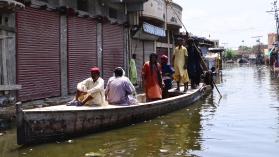 Pakistani flood victims are being evacuated to a safer place following flash flood in Daddu district southern Sindh province, Pakistan, on September 07, 2022.