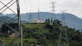 Electricity pylons, carrying power generated by KivuWatt