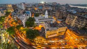Kolkata city top view at night, West Bengal, India