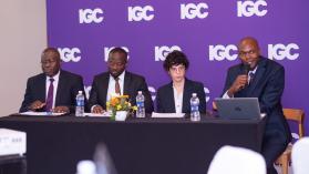 A picture of speakers on a panel responding to questions during the Solar Roundtable Event.