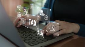 TAX online payment and technology concept. Taxation, taxes burden. State taxes, payment, governant ,calculating finance,