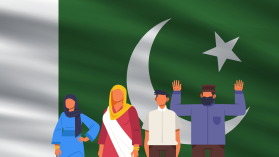 People designed by Freepik + a backdrop of wavy flags from around the world By: artsan via Adobe Stock (Adobe Express)