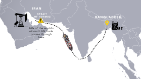 map Gulf war Bangladesh trade
