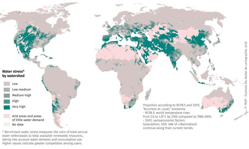 Figure 1 - Projected water stress in 2040 across the world