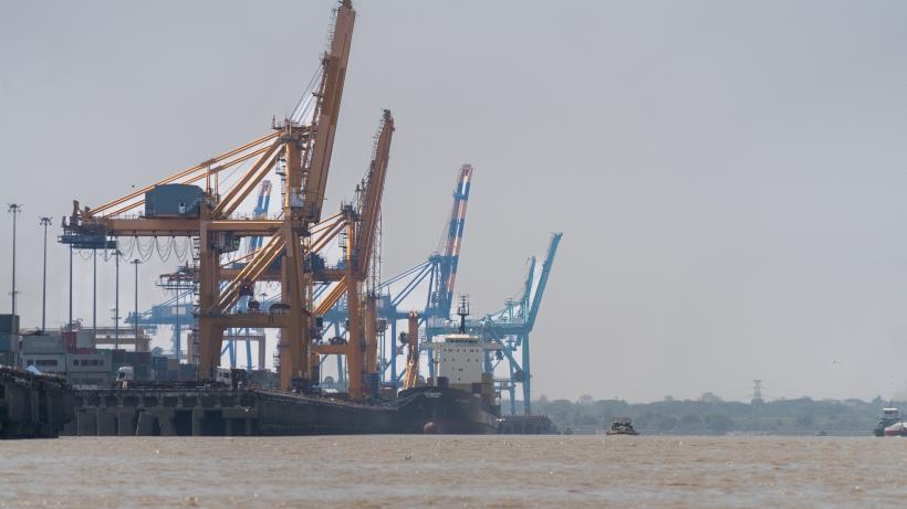 Yangon shipping port