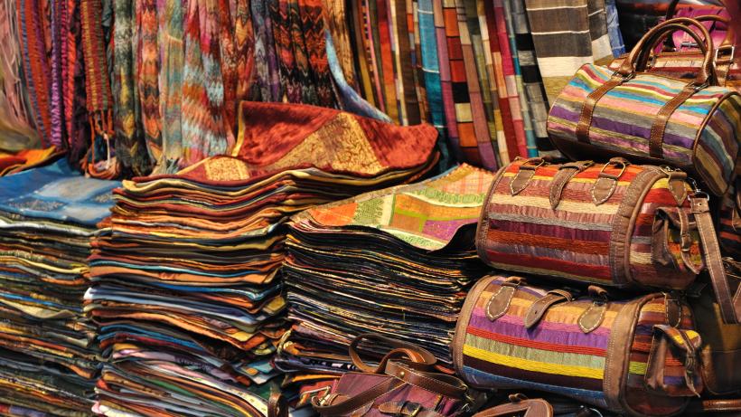 Textile stall. Photo credit: Madzia71 / E+ via Getty Images. 