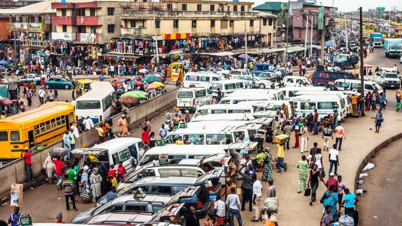 Busy African city transport hub - Lagos, Nigeria. Photo credit: Peeterv / iStock / Getty Images Plus via Getty Images.