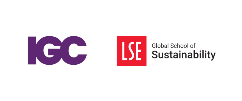 Logos of IGC and LSE's Global School of Sustainability.