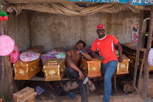 Coffin makers take a break from work in Ndirande