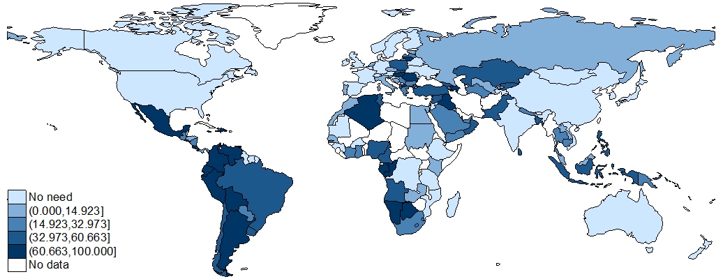 Figure 1: Mapping the needs for aid in infrastructure 