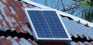 Solar panel on tin roof